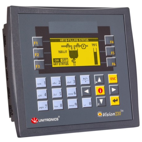 Vision PLC+HMI  Display 3.2″ AN, 1 RS232, 1 RS232/485, 12/24VDC