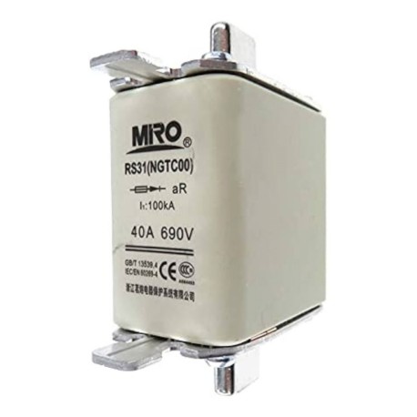 Fusible accion rapida para semiconductores Clase aR NGT00 40A 690VCA 100kA