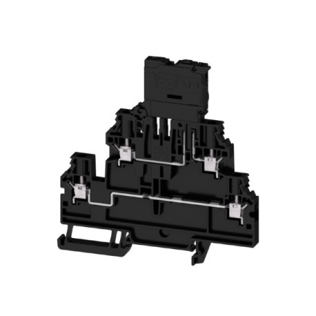 W2T 4 FS-FT BK Clema de 2 pisos porta fusible 10-24 AWG de 500V 6.3A Negro
