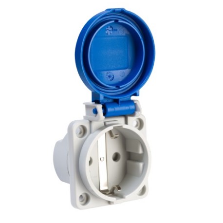 Base empotrar tipo schuko 16A 2P+T 250VCA Azul IP54