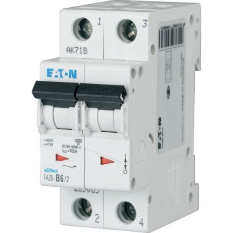 FAZ6-B2/2 Interruptor termomagnético miniatura MCB 2P 2A 10kA Curva B