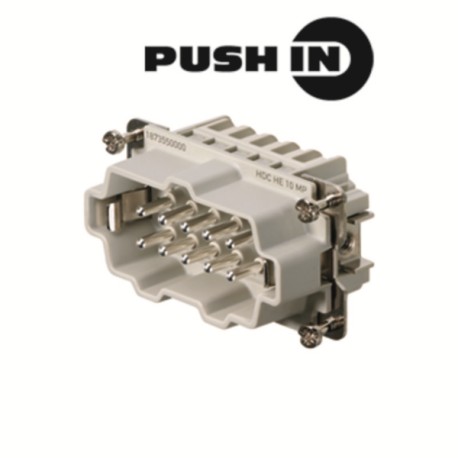 HDC HE 10 MP Inserto macho Conexión push in 10P+PE 16A 500V Grupo 4