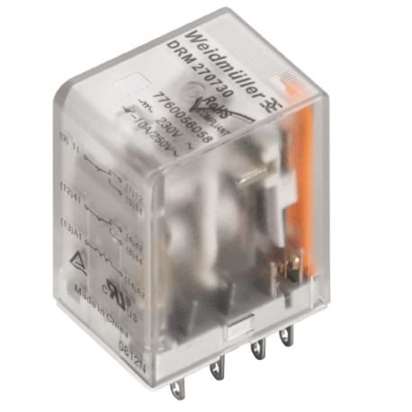 DRM270024L Relevador EMC 8pines 24VCD 2CO10A 250V AgNi
