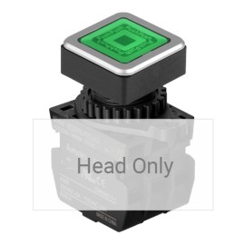 SQ3PFS-P3G CABEZAL DE BOTON CUADRADO ILUMINADO 30MM VERDE CON ADAPTADOR