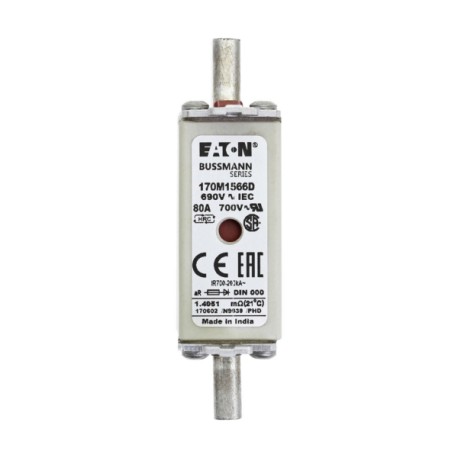 FUSIBLE RAPIDO CUADRADO 000 aR TIPO T 80A 690V (IEC) 200kA