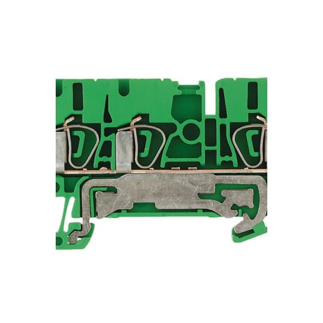 ZPE 2.5/3AN Clema para tierra 3 conexiones 2.5mm² 26-12AWG 800VCA Verde-Amarillo